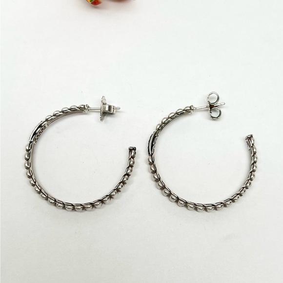 John Hardy Bedeg Lava Black Sapphire Hoop Earrings .925 - Picture 8 of 9